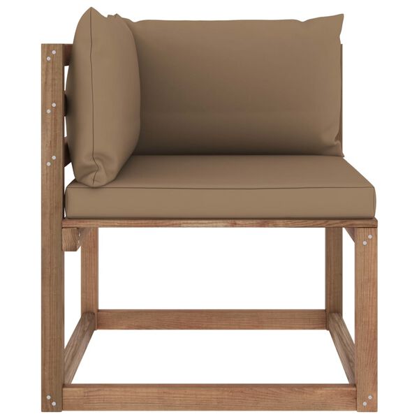 vidaXL Zahradn&iacute; rohov&aacute; pohovka z palet s taupe podu&scaron;kami