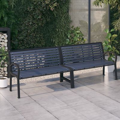 vidaXL Dvojitá zahradní lavice 251 cm ocel a WPC černá