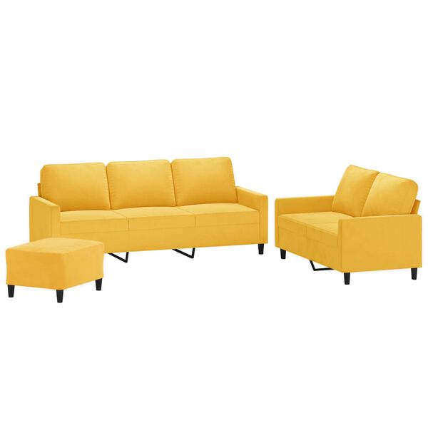 vidaXL 3d&iacute;ln&aacute; sedac&iacute; souprava s podu&scaron;kami žlut&aacute; samet