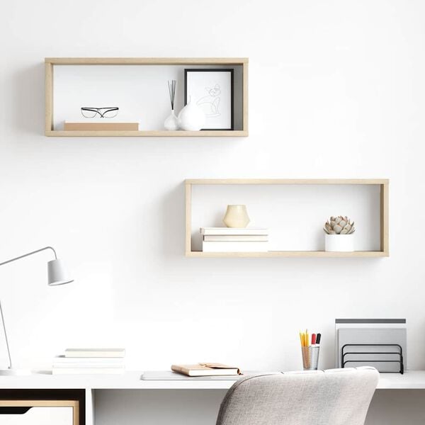 vidaXL N&aacute;stěnn&eacute; obd&eacute;ln&iacute;kov&eacute; police 2 ks dub sonoma 60x15x23cm kompozit