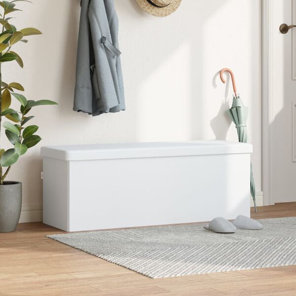 vidaXL &Uacute;ložn&aacute; lavice skl&aacute;dac&iacute; b&iacute;l&aacute; PVC