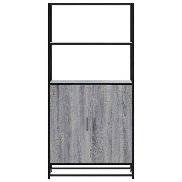 vidaXL Skříň highboard šedá sonoma 68x35x139cm kompozitní dřevo a kov