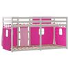vidaXL Dětská patrová postel se závěsy růžová 90 x 200 cm borovice