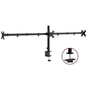 vidaXL Drž&aacute;k na tři monitory čern&yacute; ocel VESA 75/100 mm