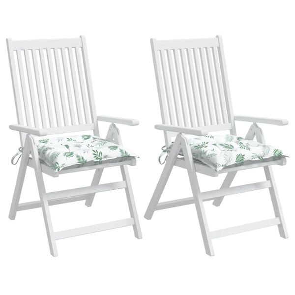 vidaXL Podu&scaron;ky na židli 2 ks vzor listů 40 x 40 x 7 cm textil