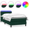 vidaXL Box spring postel s matrac&iacute; a LED tmavě zelen&aacute; 100x220 cm samet