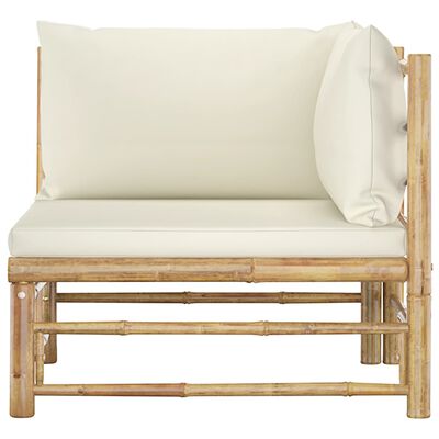 vidaXL 2dílná zahradní sedací souprava + krémově bílé podušky bambus
