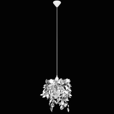 Závěsné svítidlo lustr s třpytivým listy, 21,5 x 30 cm, stříbrné