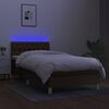 vidaXL Box spring postel s matrac&iacute; a LED tmavě hněd&aacute; 90x190 cm textil