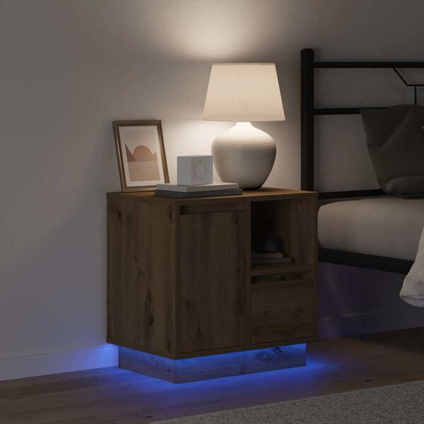 vidaXL Nočn&iacute; skř&iacute;ňka se z&aacute;suvkou Artisanov&yacute; dub 50 x 34,5 x 50 cm.