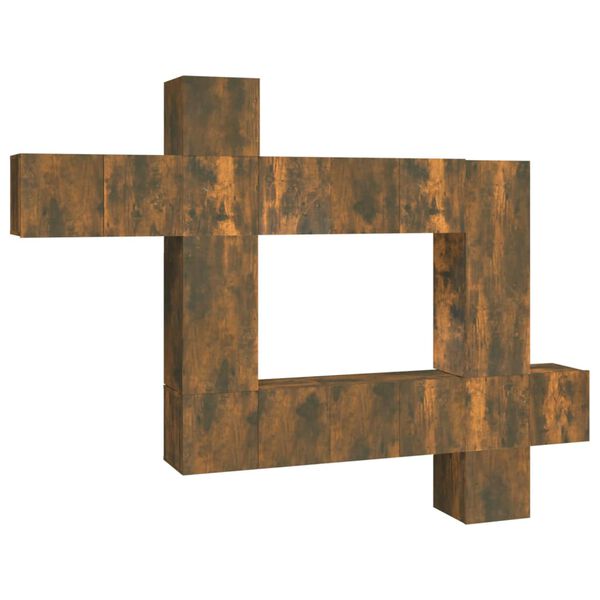 vidaXL 10d&iacute;ln&yacute; set TV skř&iacute;něk kouřov&yacute; dub kompozitn&iacute; dřevo