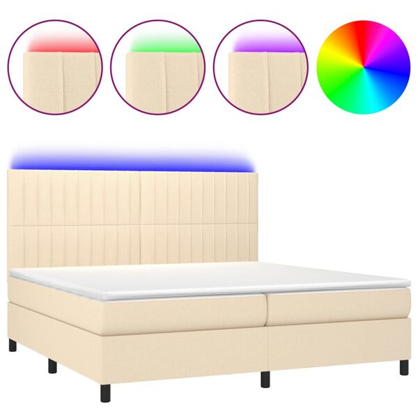 vidaXL Box spring postel s matrac&iacute; a LED kr&eacute;mov&aacute; 200x200 cm textil