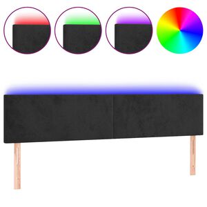 vidaXL Čelo postele s LED čern&eacute; 160x5x78/88 cm samet
