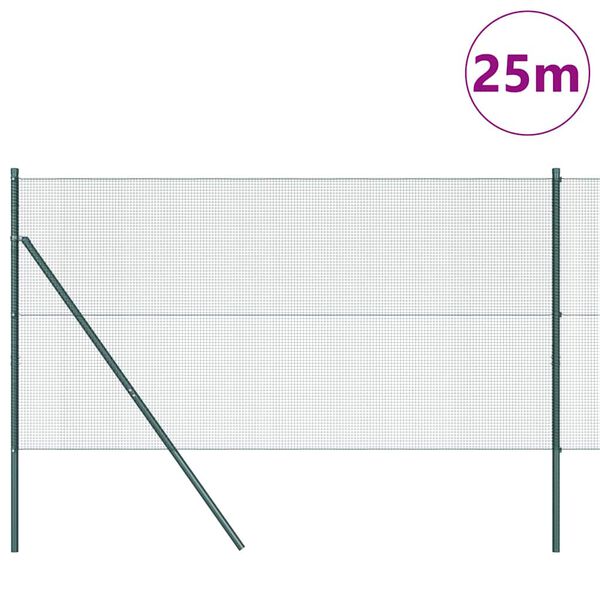 vidaXL Plotov&yacute; sloupek. Zelen&aacute; 25 x 1 m (s&iacute;ť 12 x 12 mm) Ocel