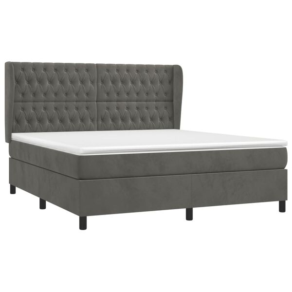 vidaXL Box spring postel s matrac&iacute; tmavě &scaron;ed&aacute; 160x200 cm samet