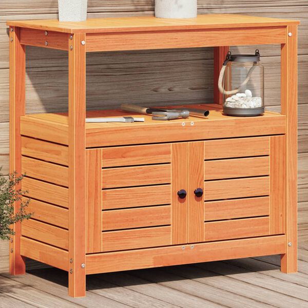 vidaXL Přesazovací stůl s policemi hnědý 82,5x45x81 cm borové dřevo