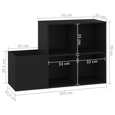 vidaXL Botník do předsíně černý 105 x 35,5 x 70 cm dřevotříska
