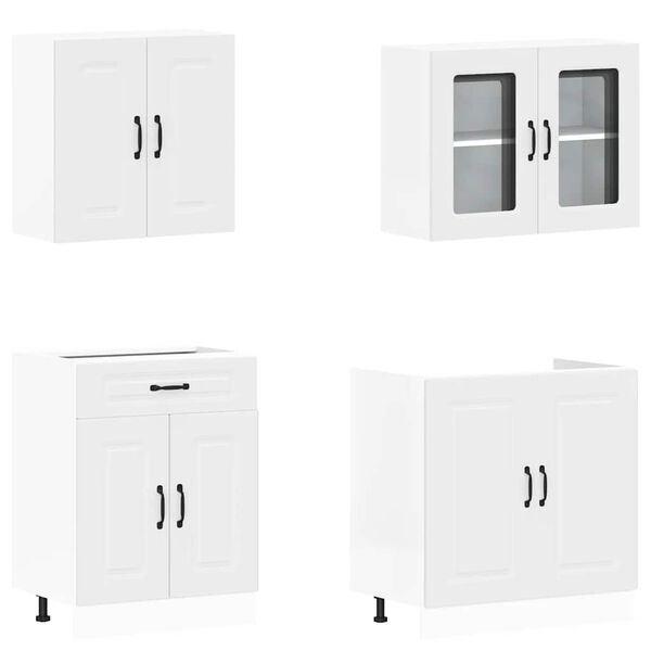 vidaXL 4dílná sada kuchyňských skříněk "Kalmar" bílé kompozit