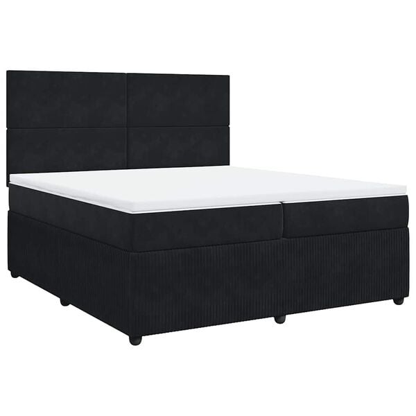 vidaXL Box spring postel s matrac&iacute; čern&aacute; 200x200 cm samet