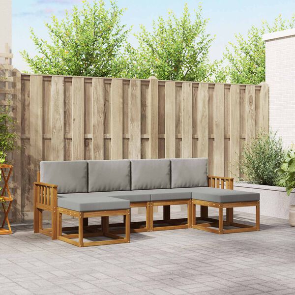 vidaXL Venkovn&iacute; pohovkov&aacute; souprava 6 pcs Př&iacute;rodn&iacute; a světle &scaron;ed&aacute;