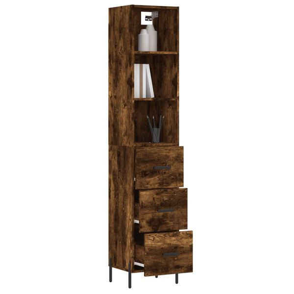 vidaXL Skř&iacute;ň highboard kouřov&yacute; dub 34,5 x 34 x 180 cm kompozitn&iacute; dřevo