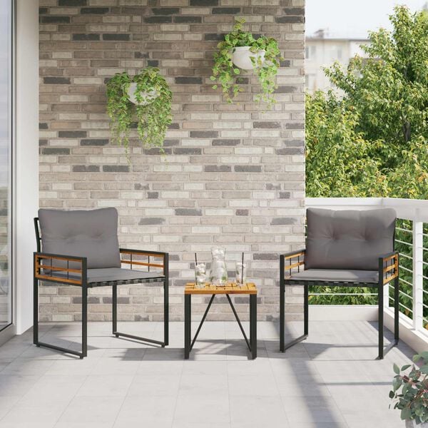 vidaXL Sada venkovního nábytku s polštářem 3 pcs Světle šedá