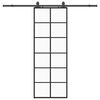 vidaXL Posuvn&eacute; dveře se sadou kov&aacute;n&iacute; čern&eacute; 76x205 cm ESG Glass