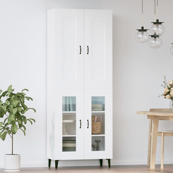 vidaXL Skř&iacute;ň highboard b&iacute;l&aacute; 69,5 x 34 x 180 cm kompozitn&iacute; dřevo