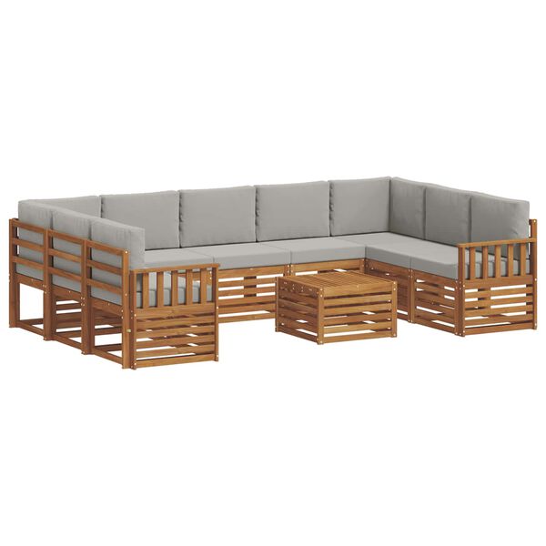 vidaXL Sedac&iacute; soupravy s pol&scaron;t&aacute;řem 10 pcs Př&iacute;rodn&iacute; a světle &scaron;ed&aacute;