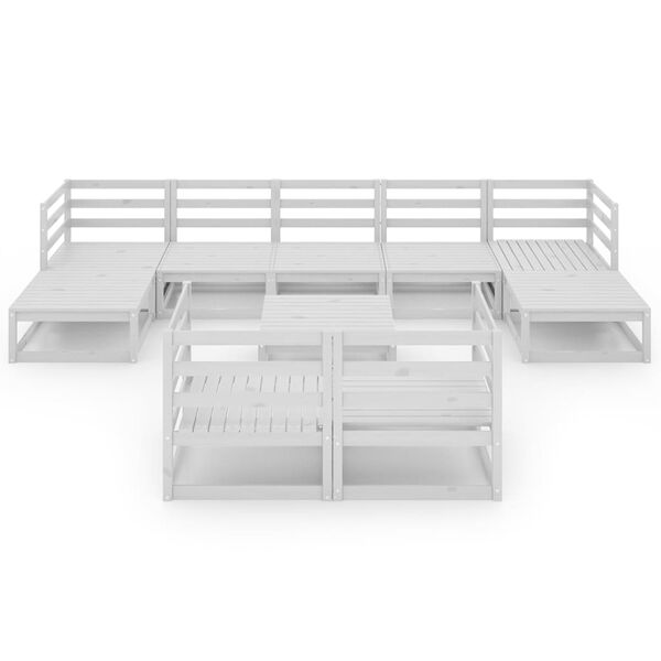 vidaXL 10d&iacute;ln&aacute; zahradn&iacute; sedac&iacute; souprava b&iacute;l&aacute; masivn&iacute; borov&eacute; dřevo