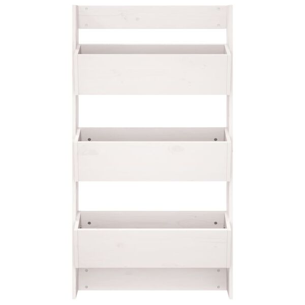 vidaXL Nástěnný truhlík 3patrový 60x18,5x110 cm bílý masivní borovice