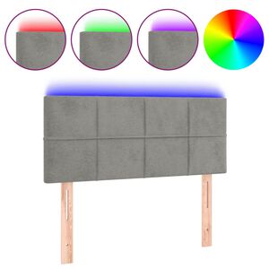 vidaXL Čelo postele s LED světle &scaron;ed&eacute; 90x5x78/88 cm samet