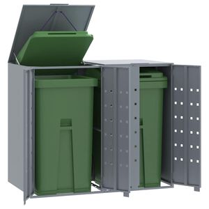 vidaXL Box na 2 popelnice &scaron;ed&yacute; 138 x 79 x 117 cm ocel