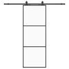 vidaXL Posuvn&eacute; dveře se sadou kov&aacute;n&iacute; čern&eacute; 76x205 cm ESG Glass