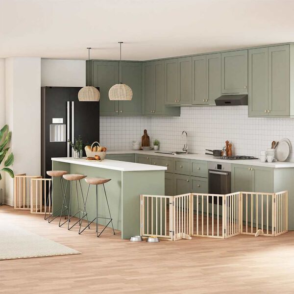 vidaXL Z&aacute;brana pro psy s dv&iacute;řky skl&aacute;dac&iacute; 12 panelů 600 cm topol