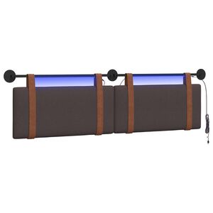 vidaXL Z&aacute;věsn&eacute; čelo postele S LED osvětlen&iacute;m Tmavě hněd&aacute; Antick&yacute; PU