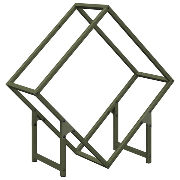 vidaXL Stojan palivov&eacute; dřevo Olivově zelen&aacute; Ocel v&aacute;lcovan&aacute; za studena