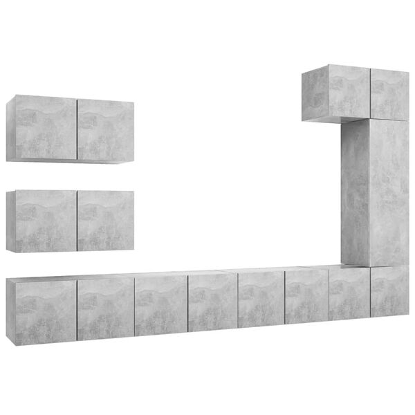 vidaXL 8d&iacute;ln&yacute; set TV skř&iacute;něk betonově &scaron;ed&yacute; kompozitn&iacute; dřevo