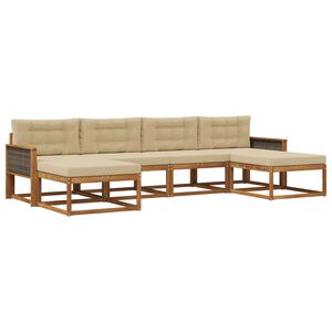 vidaXL Venkovn&iacute; pohovkov&aacute; souprava 6 pcs Přirozen&aacute; a B&eacute;žov&aacute;