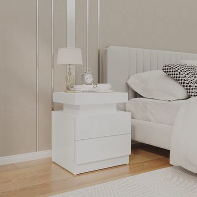 vidaXL Noční stolek bílý s vysokým leskem 45 x 35 x 52 cm dřevotříska