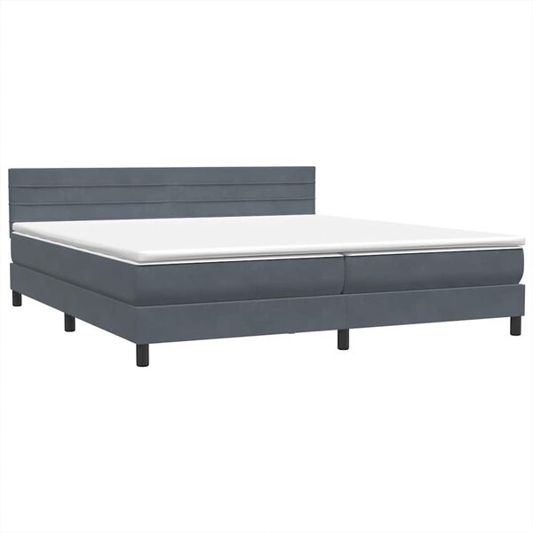 vidaXL Box spring postel s matrac&iacute; tmavě &scaron;ed&aacute; 180x220 cm samet