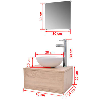 vidaXL Pětikusový set koupelnového nábytku s umyvadlem a baterií, béžový