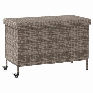 vidaXL Zahradn&iacute; &uacute;ložn&yacute; box s kolečky &scaron;ed&yacute; 110x55x73 cm polyratan
