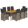 vidaXL 9d&iacute;ln&yacute; zahradn&iacute; bistro set s podu&scaron;kami &scaron;ed&yacute; polyratan