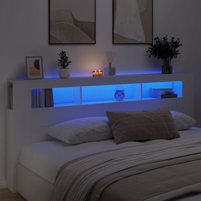 vidaXL Čelo postele s LED bílé 120 x 18,5 x 103,5 cm kompozitní dřevo