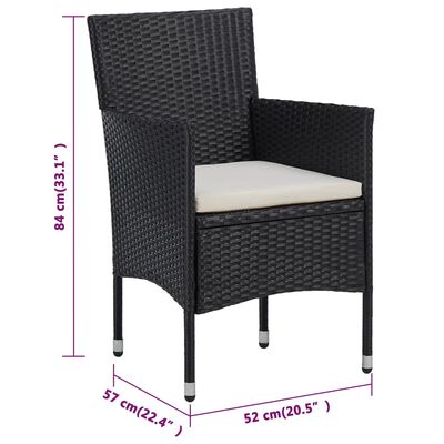 vidaXL Zahradní jídelní židle 2 ks polyratan černé