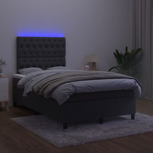 vidaXL Box spring postel s matrac&iacute; a LED čern&aacute; 120 x 190 cm samet