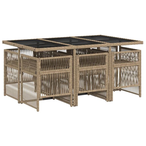 vidaXL 7d&iacute;ln&yacute; zahradn&iacute; j&iacute;deln&iacute; set s podu&scaron;kami mix b&eacute;žov&eacute; polyratan