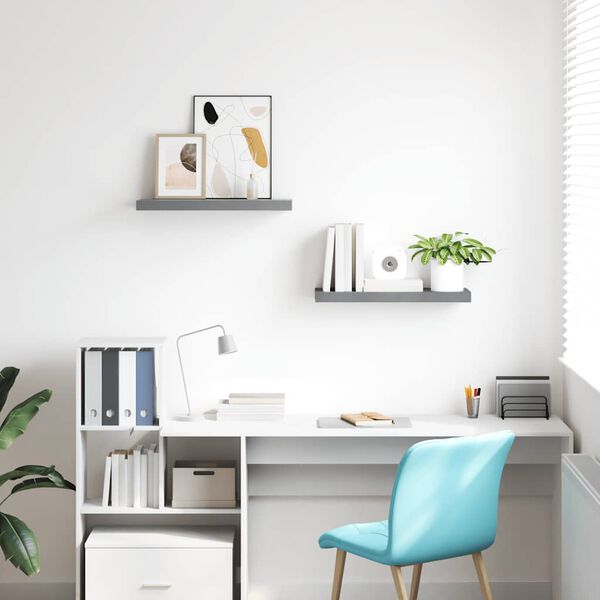 vidaXL Plovouc&iacute; n&aacute;stěnn&eacute; police 2 ks &scaron;ed&eacute; 60 x 23,5 x 3,8 cm MDF