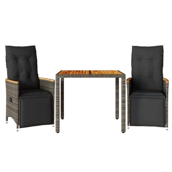 vidaXL 3d&iacute;ln&yacute; zahradn&iacute; bistro set s podu&scaron;kami &scaron;ed&yacute; polyratan